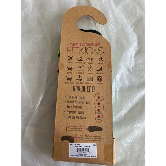 FitKicks Foldable Flat Active Shoes, Turqouise Green, Women's SZ Small 5.5 - 6.5 - Picture 5 of 10